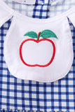 Navy Apple Embroidered Gingham Dress - Aaria Tees Aaria Tees