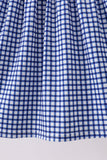 Navy Apple Embroidered Gingham Dress - Aaria Tees Aaria Tees