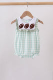 Green football french knot gingham ruffle bubble Aaria Tees
