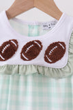 Green football french knot gingham ruffle bubble Aaria Tees