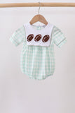 Green football french knot gingham bubble Aaria Tees