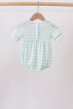 Green football french knot gingham bubble Aaria Tees