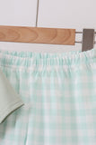 Green football french knot gingham shorts set Aaria Tees