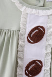 Green football french knot gingham ruffle shorts set Aaria Tees