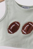 Green football french knot gingham skorts set Aaria Tees