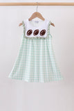 Green football french knot gingham ruffle dress Aaria Tees