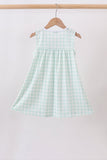 Green football french knot gingham ruffle dress Aaria Tees