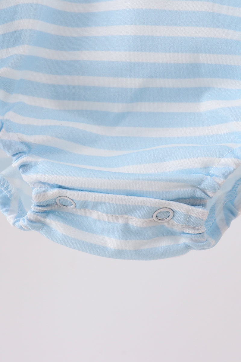 Blue Puppy Ball Embroidered Stripe Bubble - Aaria Tees Aaria Tees