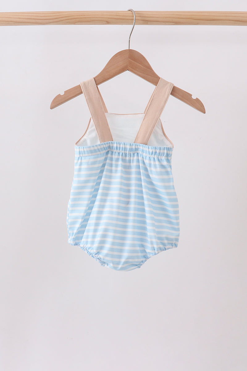 Blue Puppy Ball Embroidered Stripe Bubble - Aaria Tees Aaria Tees
