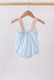 Blue Puppy Ball Embroidered Stripe Bubble - Aaria Tees Aaria Tees