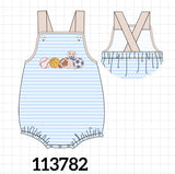 Blue Puppy Ball Embroidered Stripe Bubble Aaria Tees