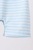 Blue Puppy Ball Embroidered Stripe Romper - Aaria Tees Aaria Tees