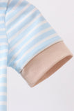 Blue Puppy Ball Embroidered Stripe Romper - Aaria Tees Aaria Tees