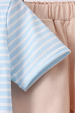 Blue Puppy Ball Embroidered Stripe Shorts Set - Aaria Tees Aaria Tees