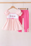 Pink Castle Embroidery Jacquard Pants Set Aaria Tees