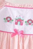 Pink Castle Embroidery Jacquard Pants Set Aaria Tees
