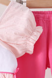 Pink Castle Embroidery Jacquard Pants Set Aaria Tees
