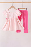 Pink Castle Embroidery Jacquard Pants Set Aaria Tees