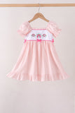 Pink Castle Embroidery Jacquard Ruffle Dress Aaria Tees