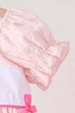 Pink Castle Embroidery Jacquard Ruffle Dress Aaria Tees