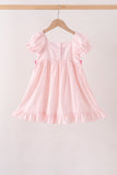 Pink Castle Embroidery Jacquard Ruffle Dress Aaria Tees