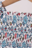Blue floral smocked ruffle bubble - Aaria Tees Aaria Tees