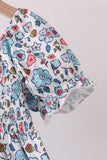 Blue floral smocked ruffle dress - Aaria Tees Aaria Tees