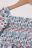 Blue floral smocked ruffle dress - Aaria Tees Aaria Tees