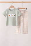 Green Scarecrow Embroidery Pants Set Aaria Tees