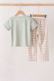 Green Scarecrow Embroidery Pants Set Aaria Tees