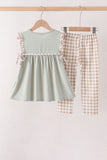 Green Scarecrow Embroidery Ruffle Pants Set Aaria Tees