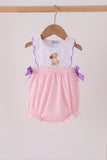 Pink Puppy Pumpkin Applique Bow Bubble - Aaria Tees Aaria Tees