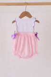 Pink Puppy Pumpkin Applique Bow Bubble - Aaria Tees Aaria Tees