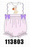 Pink Puppy Pumpkin Applique Bow Bubble Aaria Tees