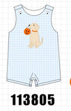 Blue Puppy Pumpkin Applique Jon Jon Aaria Tees