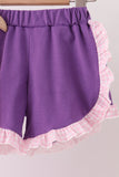 Pink Puppy Pumpkin Applique Ruffle Shorts Set - Aaria Tees Aaria Tees