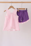 Pink Puppy Pumpkin Applique Ruffle Shorts Set - Aaria Tees Aaria Tees