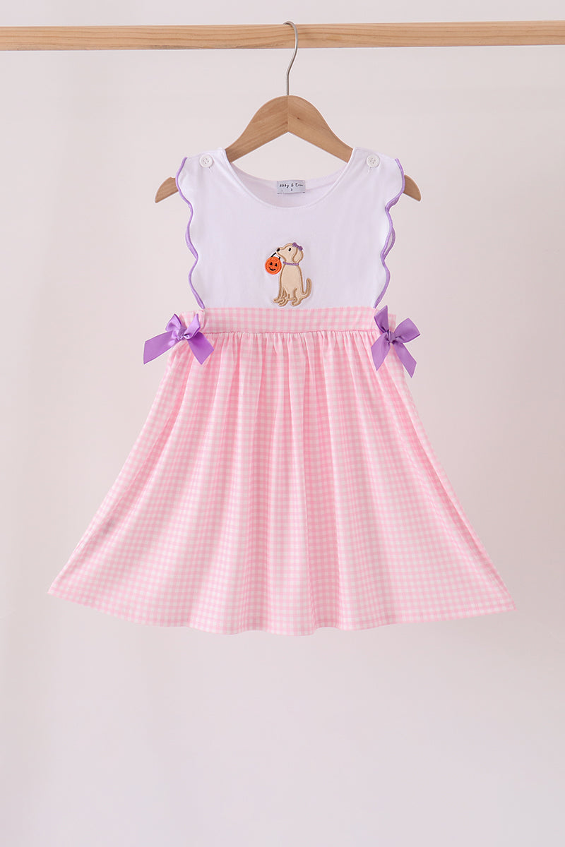 Pink Puppy Pumpkin Applique Dress - Aaria Tees Aaria Tees