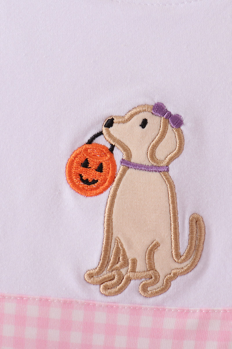 Pink Puppy Pumpkin Applique Dress - Aaria Tees Aaria Tees