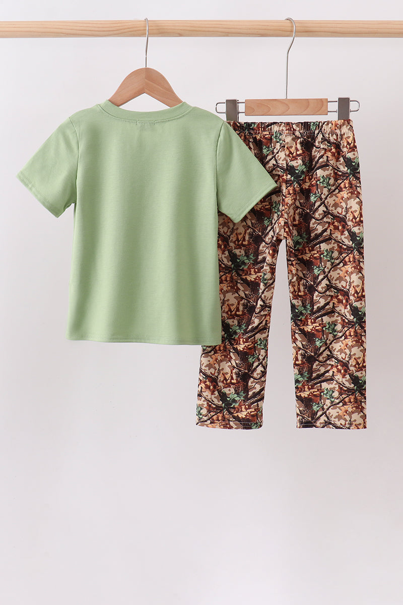 Green Hunting Print Pants Set - Aaria Tees Aaria Tees