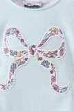 Blue Floral Bow Applique Bubble Aaria Tees