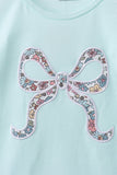 Blue Floral Bow Applique Pants Set Aaria Tees