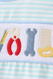 Blue Tool Smocked Stripe Bubble Aaria Tees
