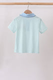 Blue Tool Embroidery Stripe Shirt Aaria Tees