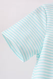 Blue Tool Embroidery Stripe Top Aaria Tees