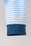 Blue character embroidery stripe pants set Aaria Tees
