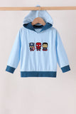 Blue character embroidery hoodie Aaria Tees