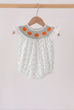 Sage pumpkin embroidery bow ruffle bubble - Aaria Tees Aaria Tees