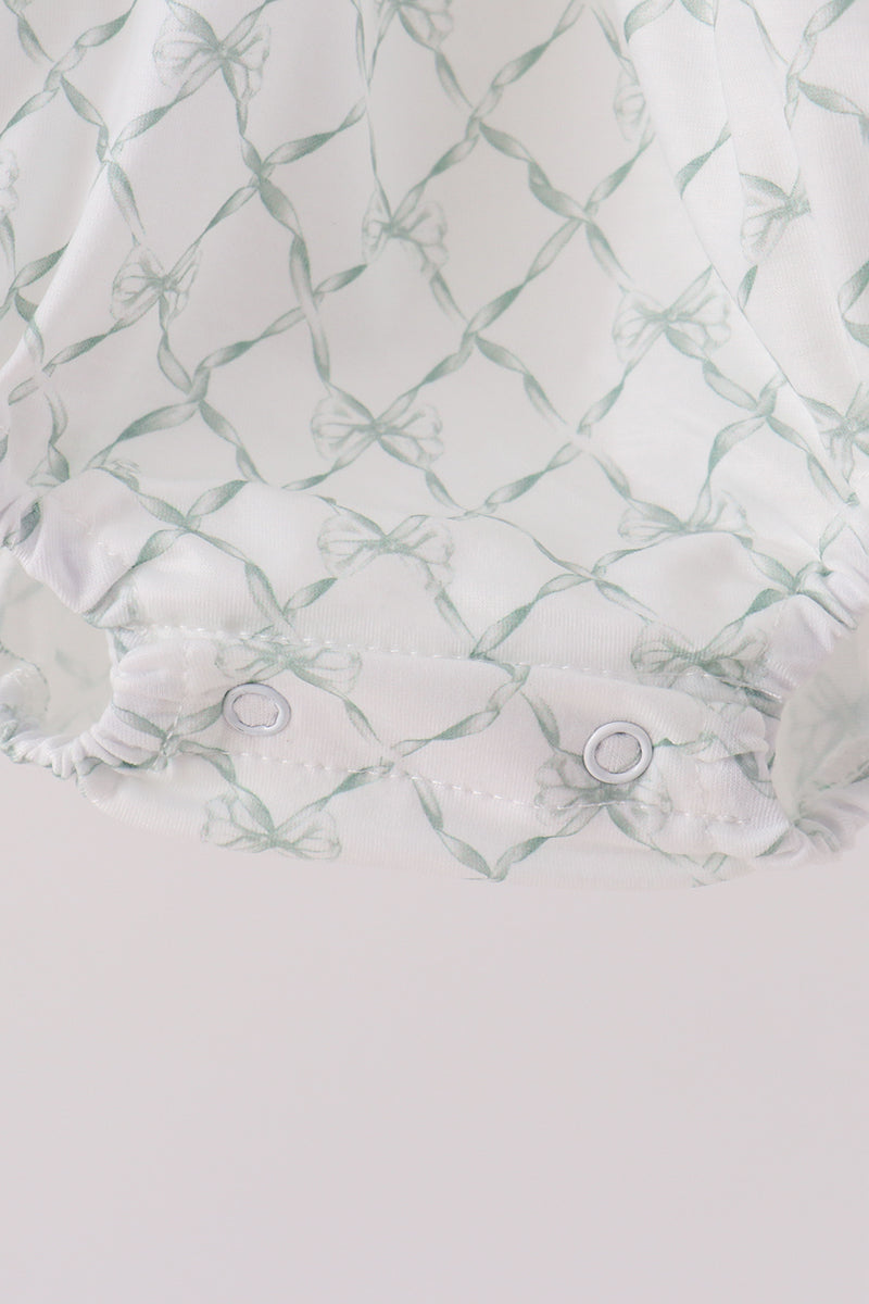 Sage pumpkin embroidery bow ruffle bubble - Aaria Tees Aaria Tees