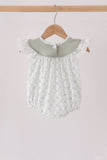 Sage pumpkin embroidery bow ruffle bubble - Aaria Tees Aaria Tees